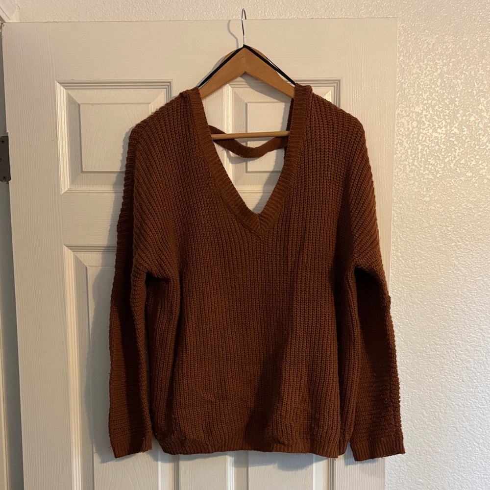 Cozy Brown V-Neck Sweater